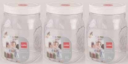 Cello Grocery Container (Pack of 3, Clear)- 2000ml, Plastic