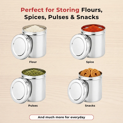 Vinod Stainless Steel Deep Dabba Set of 3 Pieces (350ml + 500ml + 750ml)