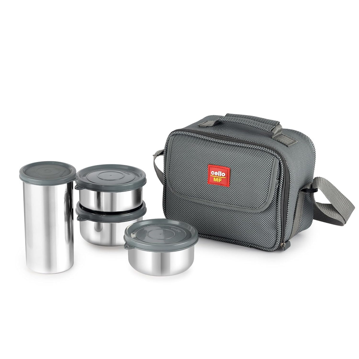 CELLO MF Fab Lunch Box with Bag for Office Use, Grey