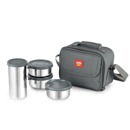 CELLO MF Fab Lunch Box with Bag for Office Use, Grey