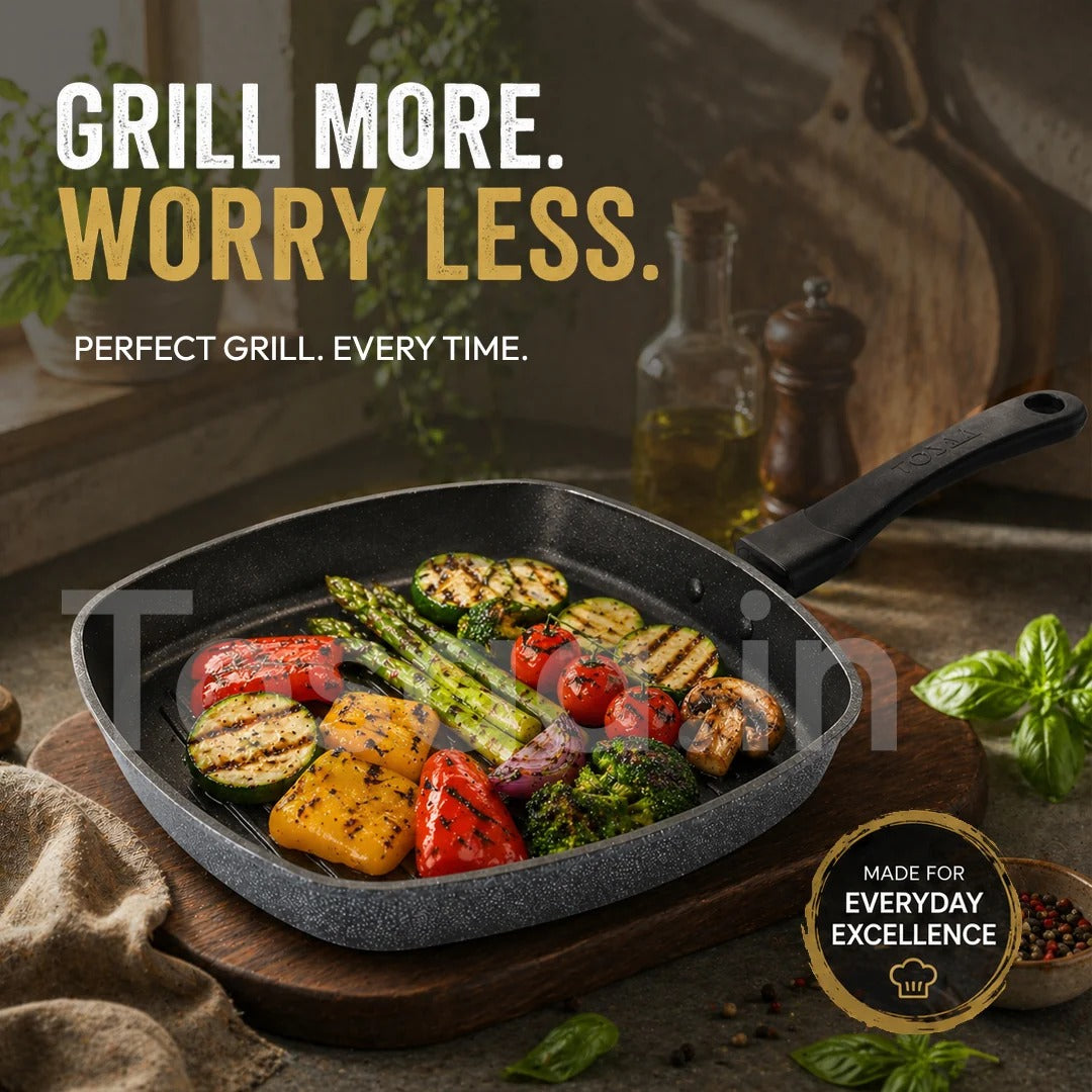 Tosaa Non-Stick Aluminium Grill Pan 22cm Marble - Grey