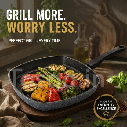 Tosaa Non-Stick Aluminium Grill Pan 22cm Marble - Grey