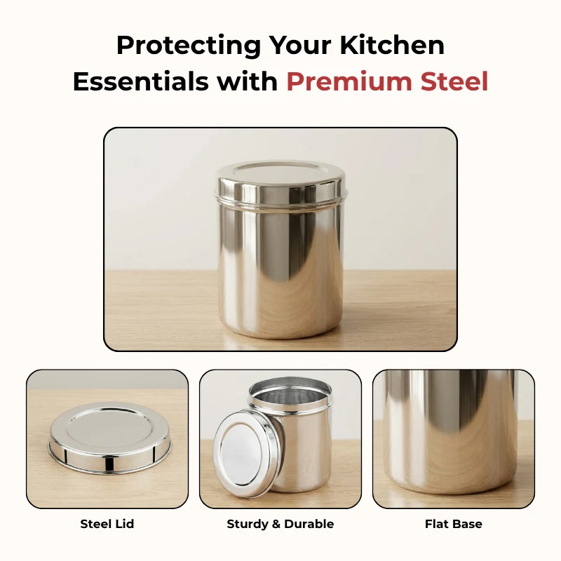 Vinod Stainless Steel Deep Dabba Set of 3 Pieces (350ml + 500ml + 750ml)