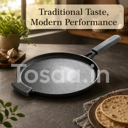 Tosaa Cast Iron Dosa Tawa with Long Handle 28cm