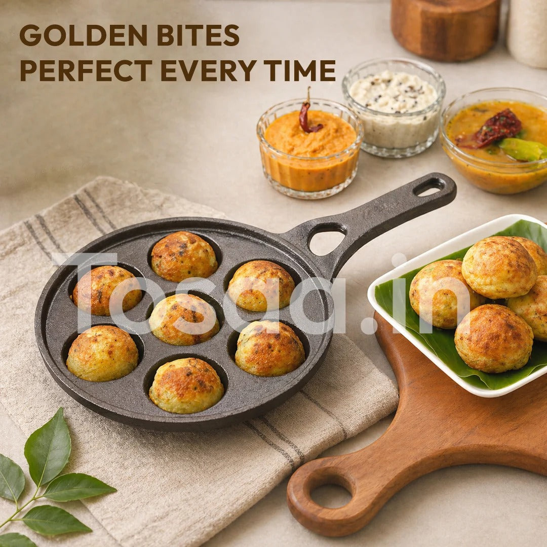 Tosaa Cast Iron Appam Patra 7-Cavity