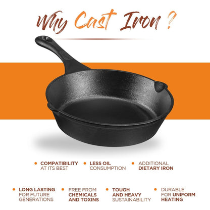 Kraft Infinity Pre-Seasoned Cast Iron Frypan 16cm Induction Friendly