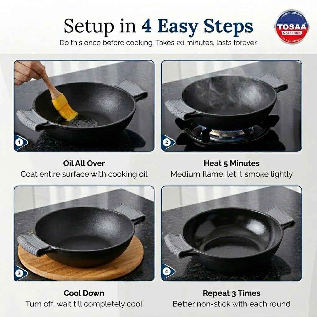 Tosaa Cast Iron Kadhai Medium 2800ml