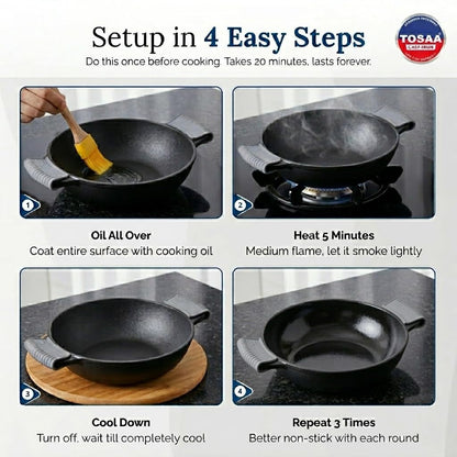 Tosaa Cast Iron Kadhai Medium 2800ml