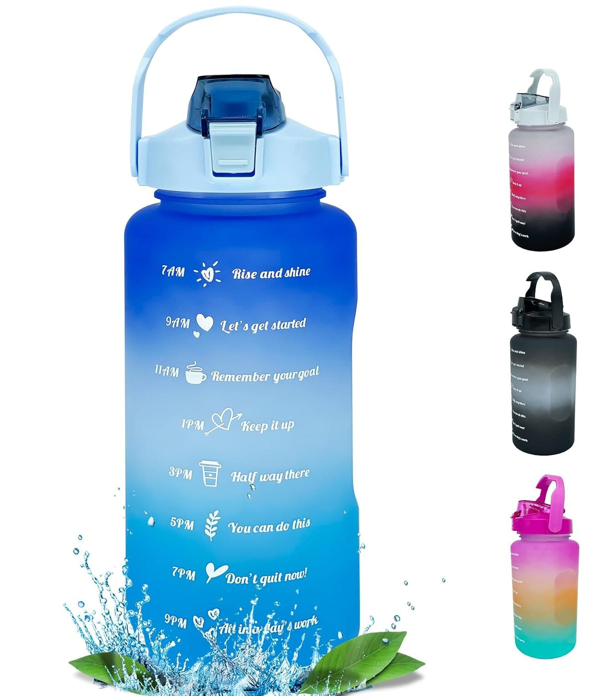 House of Quirk Plastic 2 Litre 3D Sticker Water Bottle - Dark Blue/Whte/Light Blue