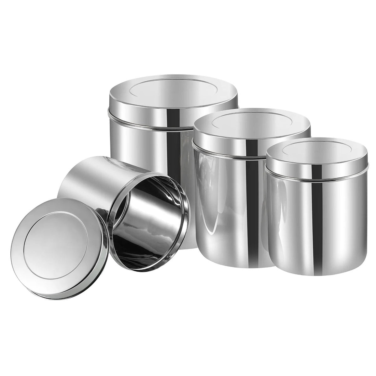 Kraft Deep Stainless Steel Kitchen Storage Dabba Set of 4 – 10 cm x 14 cm