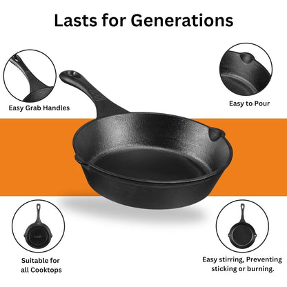Kraft Infinity Pre-Seasoned Cast Iron Frypan 16cm Induction Friendly