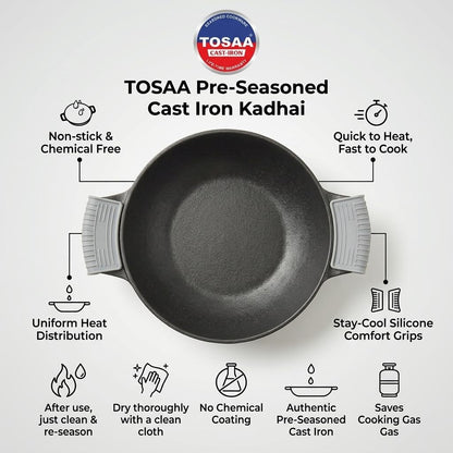 Tosaa Cast Iron Kadhai Medium 2800ml