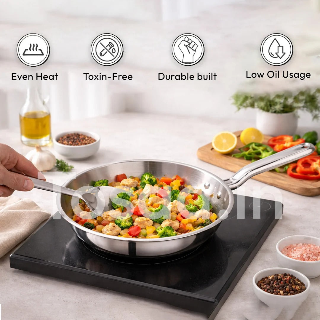 Tosaa SS Tri-Ply Fry Pan without Lid 22cm