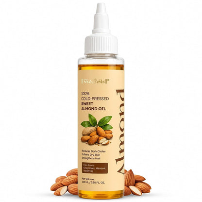 Vedaoils Sweet Almond Oil For Dry , Mature Skin And Hair All Types - 100 ml