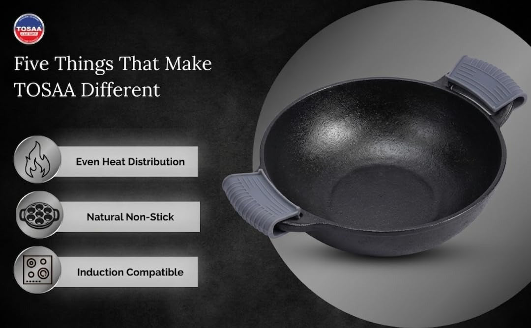 Tosaa Cast Iron Kadhai Medium 2800ml