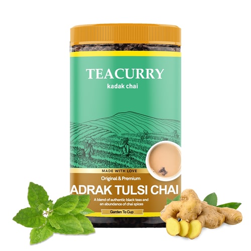 Adrak Tulsi Chai - 100% Natural Ginger Basil Chai Tea for Digestion