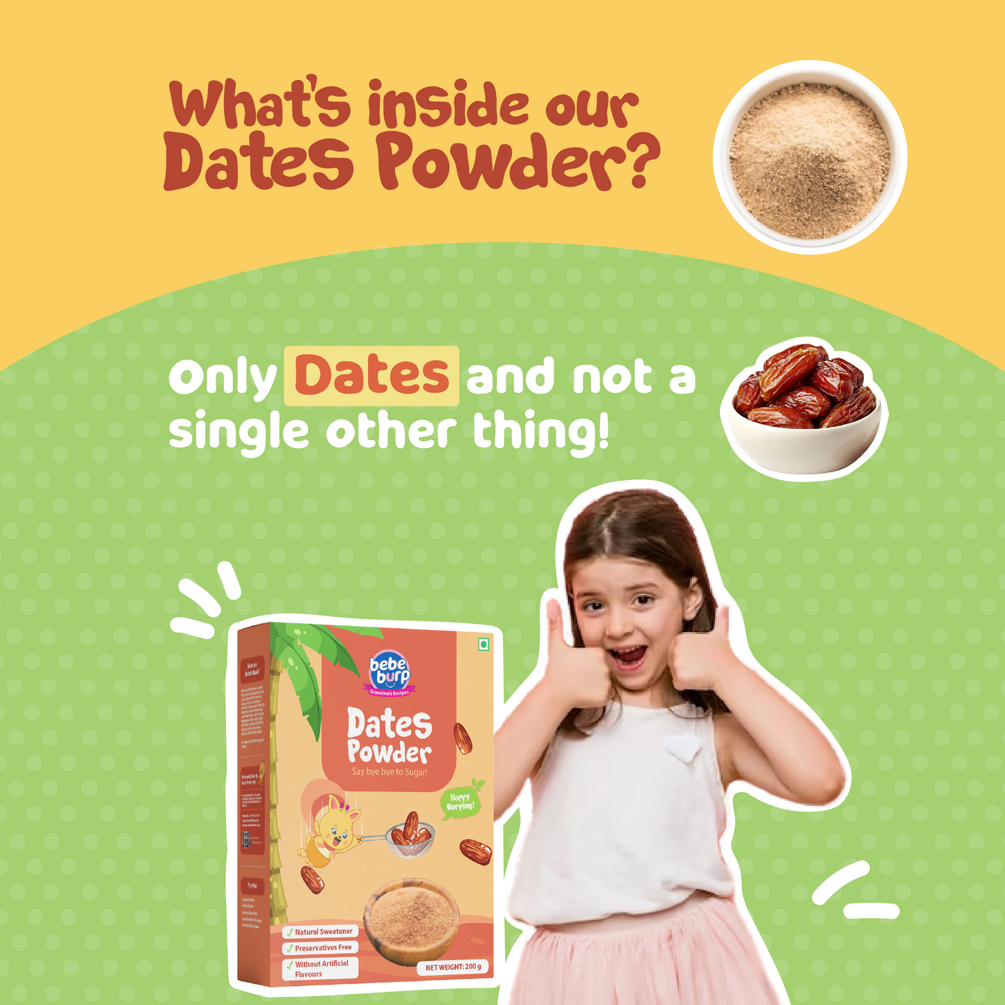 Date Powder | Kharik/Khajur Powder | 100% Natural Sweetener| Healthy Substitute for Refined Sugar , 200g