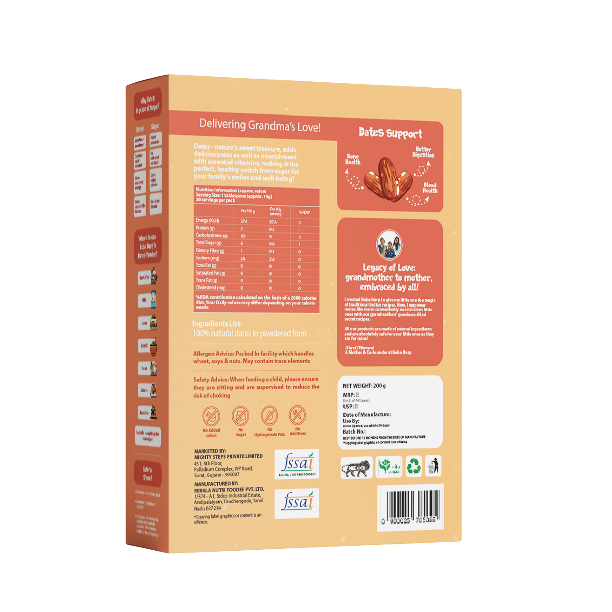 Date Powder | Kharik/Khajur Powder | 100% Natural Sweetener| Healthy Substitute for Refined Sugar , 200g