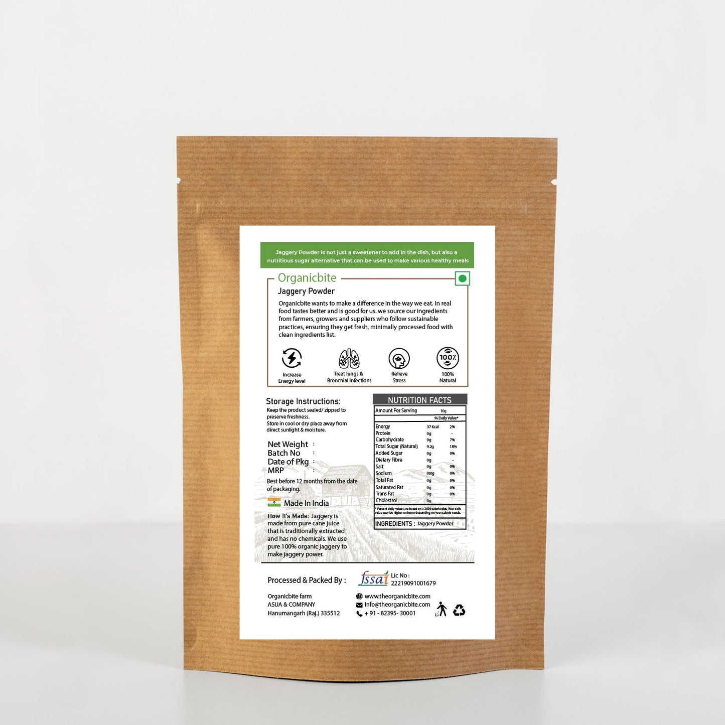 Organic Sugarcane Jaggery Powder