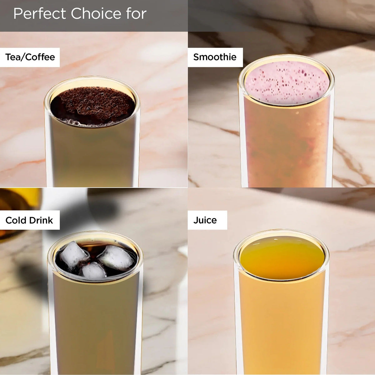 UMAI Pack of 2: Double Wall Borosilicate Glass Coffee Mugs | 250ml | Yellow