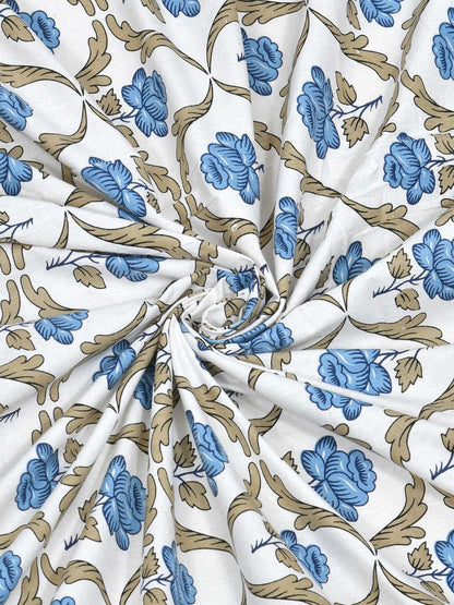 100% Pure Cotton Traditional Printed Bedsheet for Double Bed King Size Bedsheet with 2 Pillow Covers