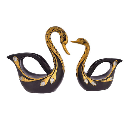 Swan Pair Feather Design Sculpture