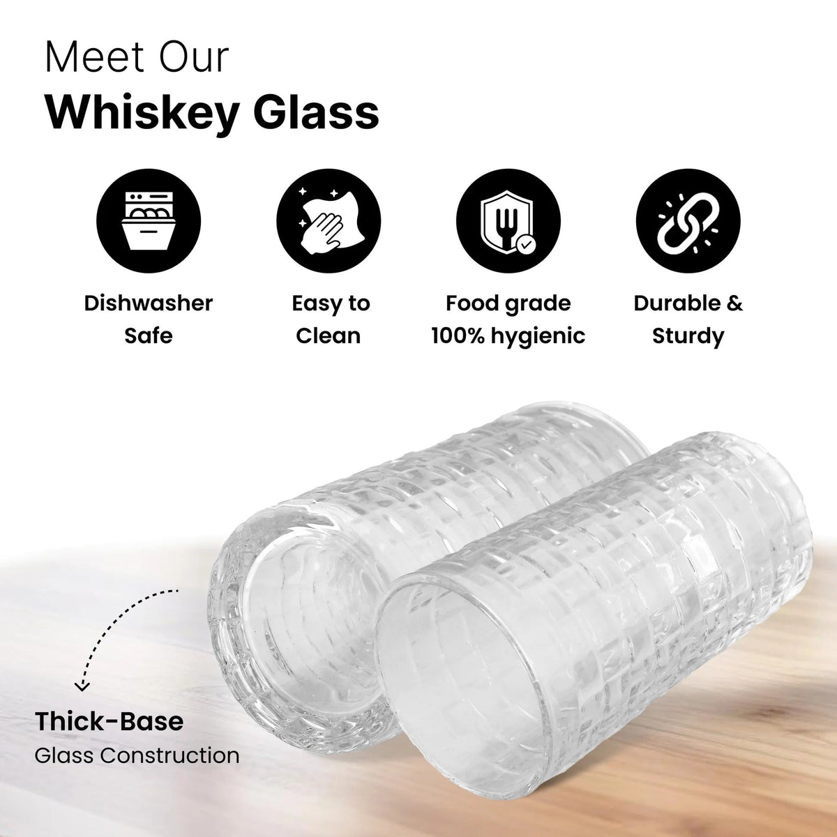 UMAI Whiskey Glasses Set of 4 (320ml) | Lead Free | Heavy Bottom | Crystal Clear
