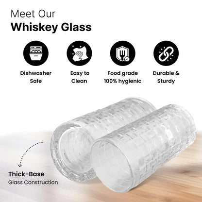 UMAI Whiskey Glasses Set of 4 (320ml) | Lead Free | Heavy Bottom | Crystal Clear