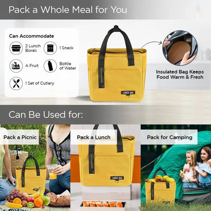 UMAI Insulated Tote Tiffin Bag | Large Capacity | Office School Camping Gym | Yellow