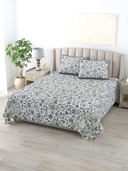 100% Pure Cotton Traditional Printed Bedsheet for Double Bed King Size Bedsheet with 2 Pillow Covers