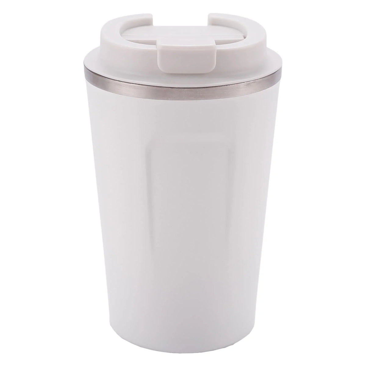 Kuber Industries Stainless Steel Insulated Coffee Cup with Sipper | 380 ML | White