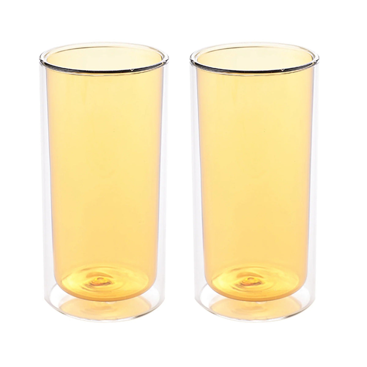 UMAI Pack of 2: Double Wall Borosilicate Glass Coffee Mugs | 250ml | Yellow