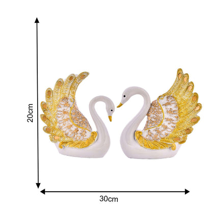 Swan Pair Feather Design Sculpture