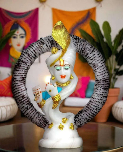Antique Look Marble Dust Lord Krishna Playing Basuri