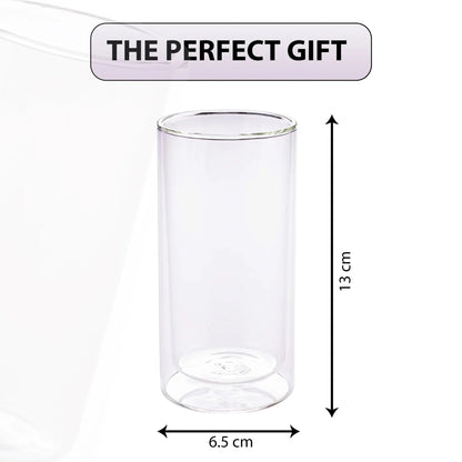 Kuber Industries 6 Pcs Double Walled Borosilicate Tumblers 250ml | Pack of 3 | Transparent