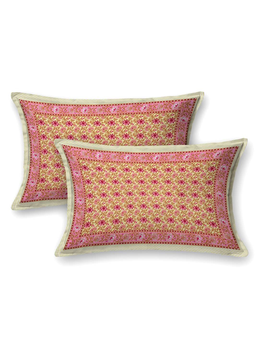 100% Pure Cotton Traditional Printed Bedsheet for Double Bed King Size Bedsheet with 2 Pillow Covers