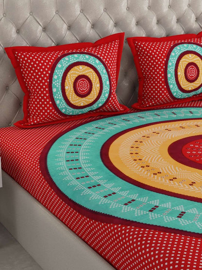 100% Pure Cotton Traditional Printed Bedsheet for Double Bed King Size Bedsheet with 2 Pillow Covers