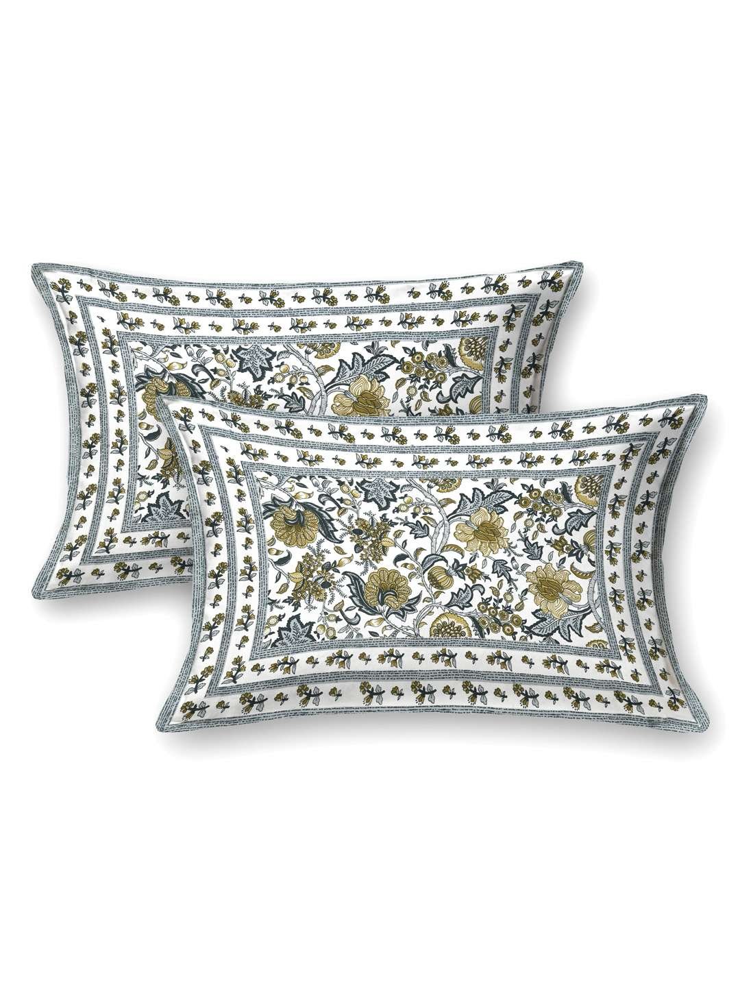 100% Pure Cotton Traditional Printed Bedsheet for Double Bed King Size Bedsheet with 2 Pillow Covers