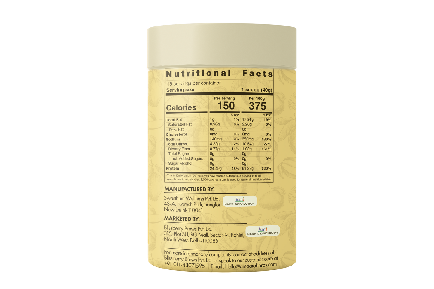 Amaara herbs Herb Based Protein Tropical Mango - 600 gms