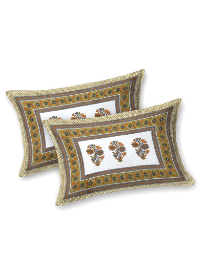 100% Pure Cotton Traditional Printed Bedsheet for Double Bed King Size Bedsheet with 2 Pillow Covers