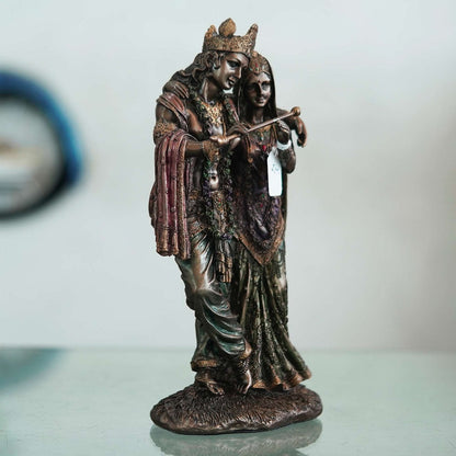 A beautiful and Intricate Bronze Statue Depicting Radha and Krishna Two Central Deities in Hinduism