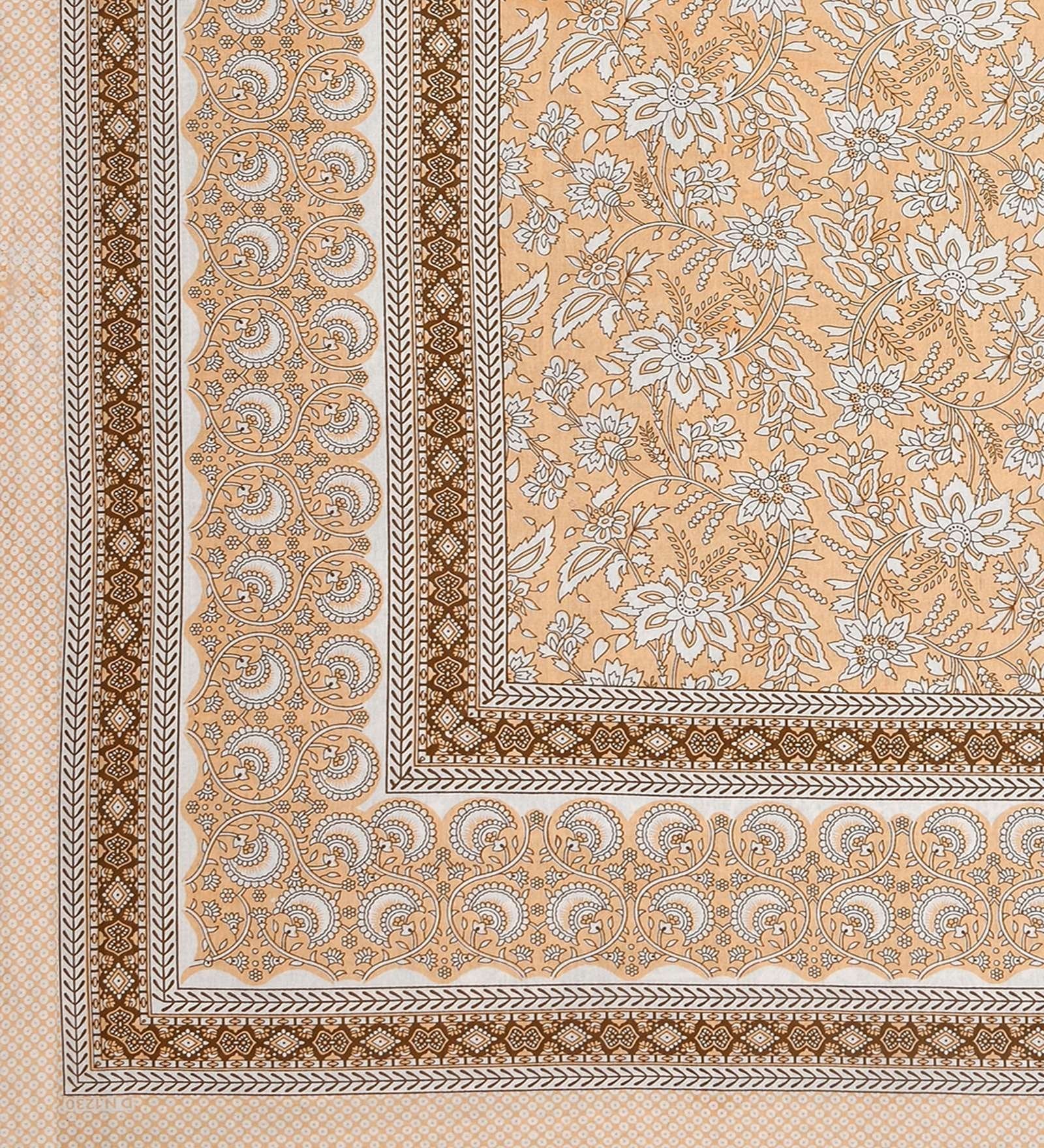 100% Pure Cotton Traditional Printed Bedsheet for Double Bed King Size Bedsheet with 2 Pillow Covers