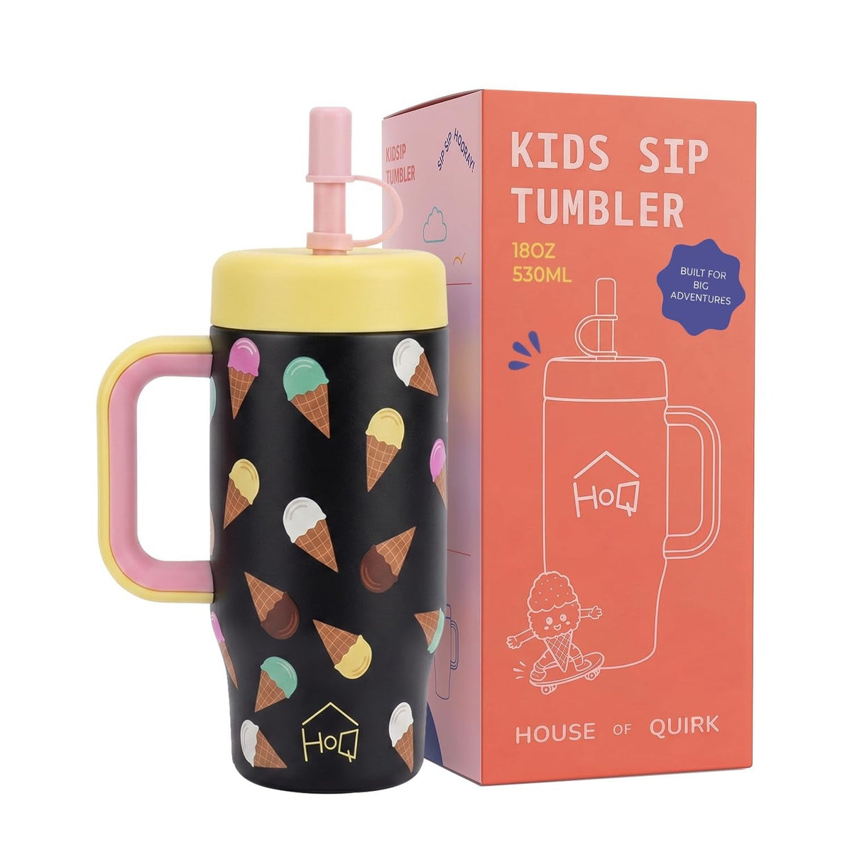 House of Quirk 530ml Kids Tumbler, Stainless Steel