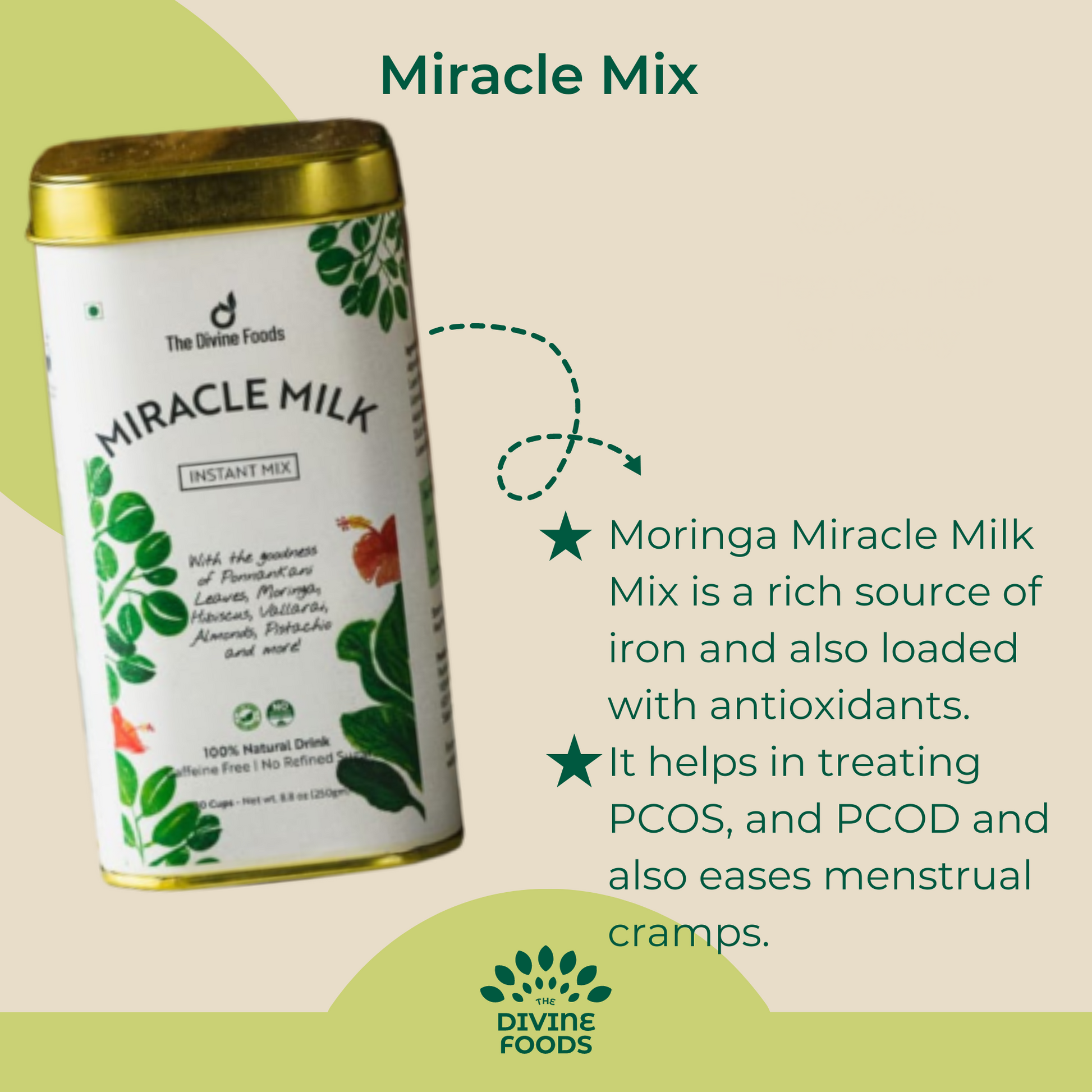 Miracle Milk (Moringa) Instant Latte Mix 200 gm (Natural remedy for PCOS)