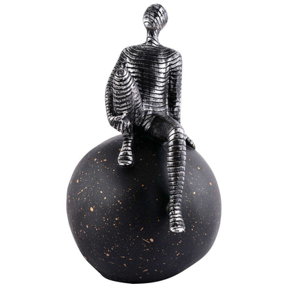 Men Sitting on Ball Showpiece for Home Decor Showpiece, Atlas Sculpture for Office Table Décor multicolour