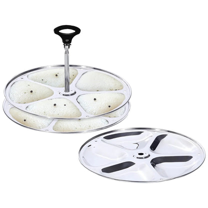 USHA SHRIRAM Stainless Steel Idli Maker 3 Plates 15 Idlis Removable Bakelite Handle