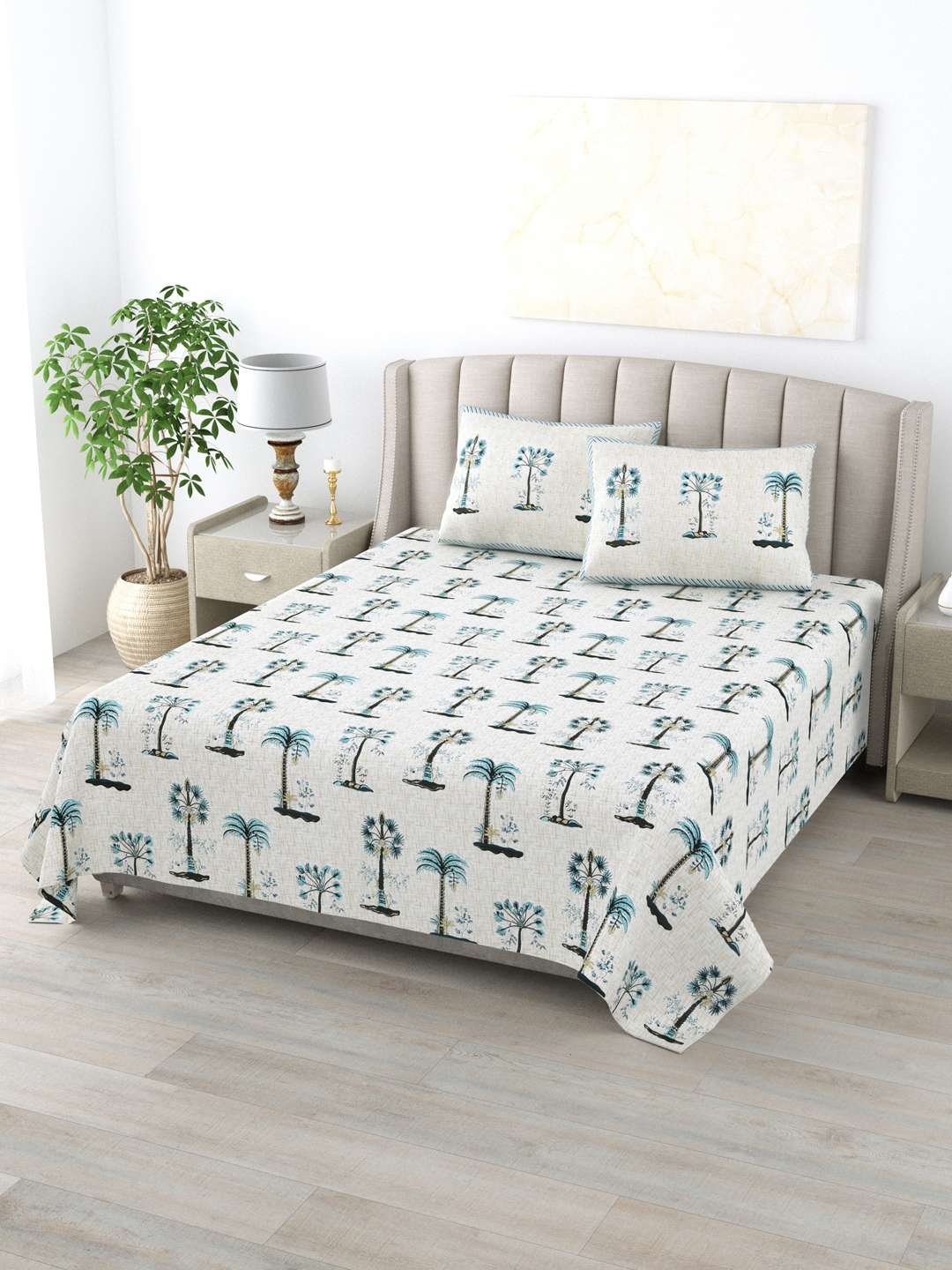 100% Pure Cotton Traditional Printed Bedsheet for Double Bed King Size Bedsheet with 2 Pillow Covers