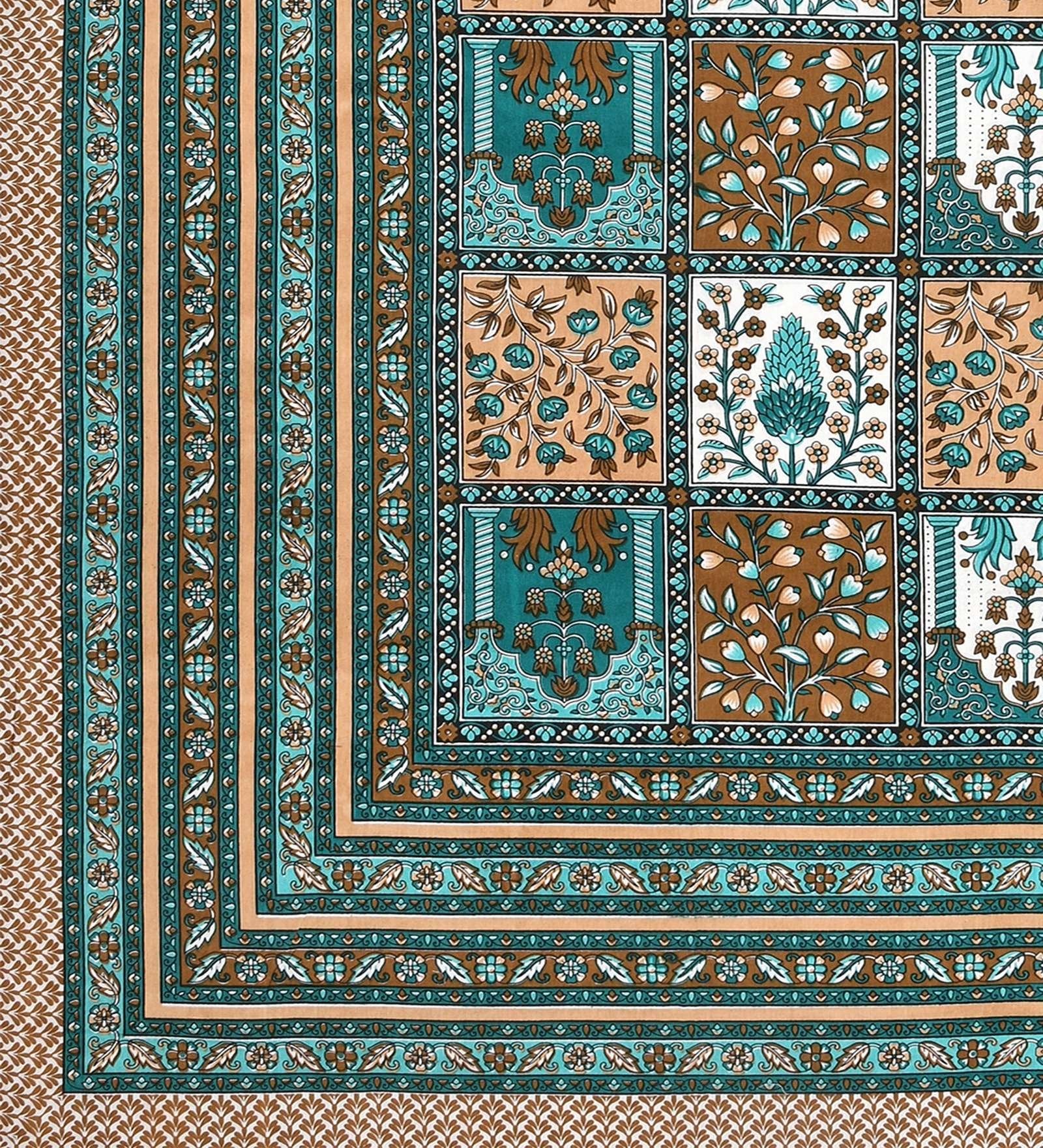 100% Pure Cotton Traditional Printed Bedsheet for Double Bed King Size Bedsheet with 2 Pillow Covers