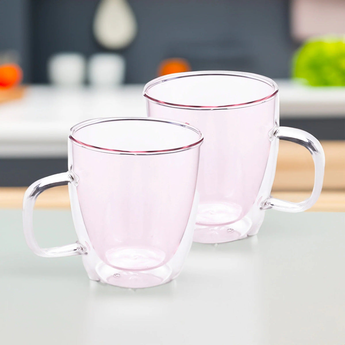 UMAI Double Walled Glass Coffee Mug Set of 2 (400ml) | Grey