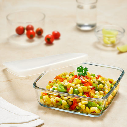 Borosil Square Glass Baking Dish With Lid | 1.6 L | Microwave Safe & Oven Safe | Transparent